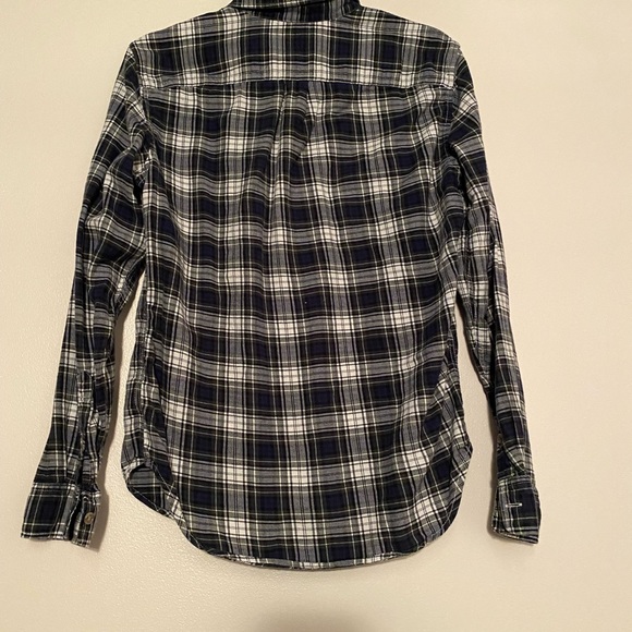 Like-new men’s Blue and Green Plaid Flannel Button Down shirt - Picture 4 of 4